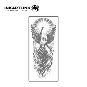 Adesivo Tatuaggio INKARTLINK Angelo con Ali Cadute, Statua Radiosa, Luce Divina, Redenzione Estetica, Erbe, 15 Giorni, Confezione Bulk - Product Image 3