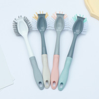 DS4044 Brosse à vaisselle de cuisine pour le nettoyage des casseroles Brosse à vaisselle à poils rigides avec grattoir Brosse à vaisselle