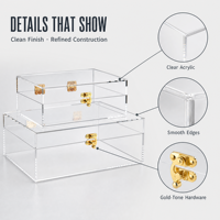 Boîte en acrylique transparente sur mesure pour bureau, boîte de rangement pour bijoux avec serrure dorée, boîte de présentation