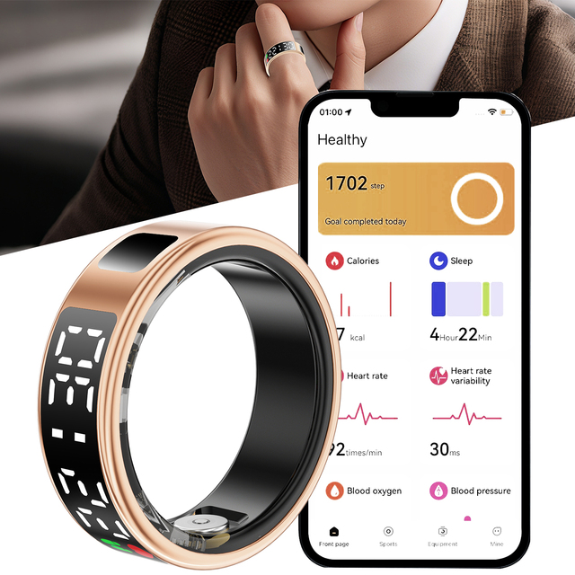 ETP08 Smart Ring Fitness Tracking Waterproof Smart Ring with Sleep and Heart Rate Monitor with Health Monitoring Features