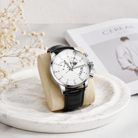 Montre à quartz pour homme de luxe OEM personnalisée, boîtier en alliage, bracelet en cuir, étanche 3ATM, mouvement japonais, style professionnel, vente en gros d'usine