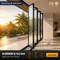 Porte et fenêtre pliantes en aluminium, cloison en verre trempé, balcon, patio, cuisine, fabricant, vente en gros, usine