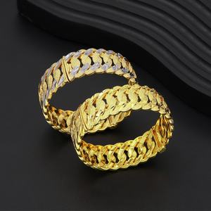 JXX Venta al por Mayor, Brazaletes Chapados en Oro de 24K, Brazalete Abierto Hueco de Latón, Brazaletes Árabes de Dubái para Bodas, para Mujer - Product Image 1