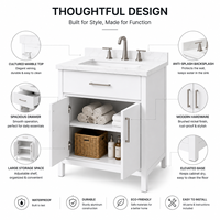 Meuble-lavabo moderne en aluminium de 24 pouces avec vasque en marbre cultivé |   Armoire étanche |   Fournisseur d'usine OEM
