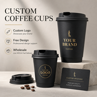 Gobelets en papier à double paroi jetables avec estampage à chaud doré, logo personnalisé, gobelets en papier pour boissons chaudes 8/12/16 oz pour café et thé à emporter
