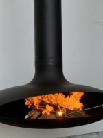 Cheminée décorative extérieure moderne pour hôtel, style américain personnalisé, en acier au carbone avec peinture noire résistante à la chaleur, pour brûler du bois
