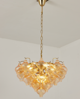 Luminaire suspendu en verre bulle gris fumé multicouche en fer chromé de style italien pour la maison, le salon, la salle à manger