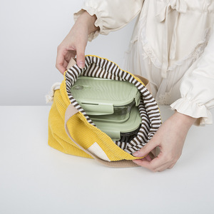 <b>Canvas</b> Picnic Tote Eco Cotton Cloth Small Handbag Dinner Container Food Storage <b>Box</b> Drawstring Corduroy Lunch Cooler Bags - Product Image 2