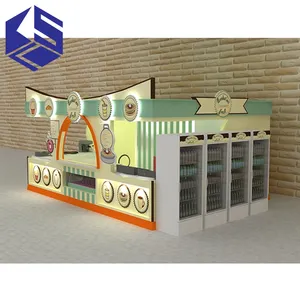 ショッピングモールアイスクリームブースクレープスナックケーキディスプレイスタンドフードキオスクデザイン