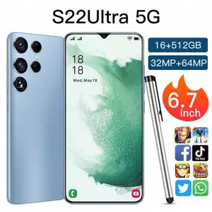 5G Smartphone S22 Ultra 6.7 אינץ גדול מסך 16GB + 512GB Smartphone אנדרואיד 6800mAh 5G נייד Dual SIM טלפון נייד
