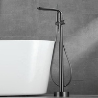 Robinet mitigeur de bain d'eau chaude et froide pour salle de bain, nouveau Design moderne avec douchette en laiton, montage au sol, ensemble de robinets de baignoire autoportants