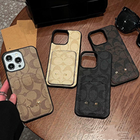 Étui de téléphone en cuir de luxe de créateur avec fente pour cartes, coque antichoc pour iPhone 17 16 15 14 13 12 Pro Max Plus