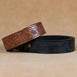 Herren Schnallenloser Gürtel aus Legierung und Leder – High-End Punk Street Hip Hop Übertriebener Stil mit Hornprägung und verstellbaren Löchern - Product Image 4