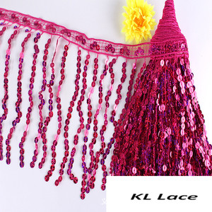 Lebar 17 Cm Rayon Poliester Emas <span class=keywords><strong>Glitter</strong></span> Payet Pinggiran Rumbai Renda Potong untuk Tari Latin Kostum Aksesoris dan Tirai - Product Image 4