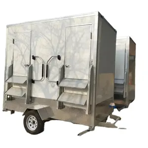 2.8 meters long small mobile toilets outdoor man and woman separated toilet rooms trailer outdoor toilet set