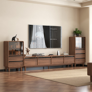 Mueble de <span class=keywords><strong>TV</strong></span> Moderno Extensible y Ajustable de Madera de Nogal para Sala de Estar, Dormitorio o Entrada, Venta al Por Mayor - Product Image 4