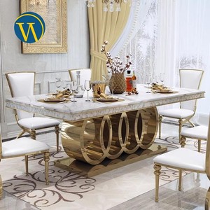 Tavolo da pranzo 6 posti lusso oro grigio marmo grigio per 6 persone - Product Image 3