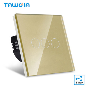EU UK 86 Panel kaca standar <span class=keywords><strong>3</strong></span> <span class=keywords><strong>Gang</strong></span> 2 cara saklar hidup mati pintar kualitas baik Sensor <span class=keywords><strong>Switch</strong></span> satu jalur langsung - Product Image 4