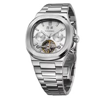 Montre mécanique automatique pour homme, squelette, multifonction, date, mois, calendrier, bracelet en acier inoxydable, 40 mm, montre-bracelet pour homme