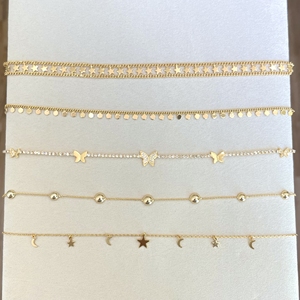 Nouveau collier ras du cou en laiton brillant pour femmes avec breloques de chaîne à maillons papillon/étoile/lune/cercle pour cadeau - Product Image 2