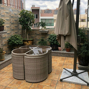 โต๊ะพักผ่อนกลางแจ้งสวนระเบียงเฟอร์นิเจอร์อลูมิเนียมอัลลอยกันน้ำสำหรับลานบ้านวิลล่าทำจากโต๊ะและเก้าอี้หวาย - Product Image 4