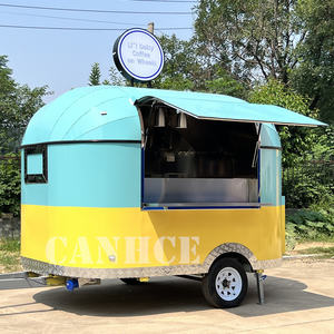 Food Truck de rue à la mode personnalisable | Chariot rond pour crème glacée, café et restauration rapide avec cuisine complète à vendre - Product Image 4