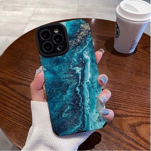 เคสโทรศัพท์มือถือหนังเทียม TPU พิมพ์ลายคลื่นทะเลสีน้ำเงินเข้มสำหรับ iPhone 8 x XR XS 11 12 13 14 15 16 17 PRO MAX - Product Image 1