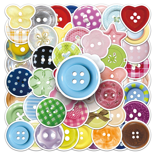 50PCS Factory Direct Wholesale Self Adhesive Waterproof Eco Friendly Button Sticker for Skateboard Planner Decoration Sticker