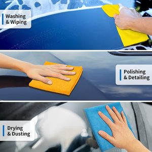Serviette de detailing automobile en microfibre sans bords 400 GSM de qualité supérieure - Chiffon de polissage super absorbant et anti-rayures - Product Image 4