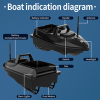 Bateau d'appâtage de pêche économique V805 500M 1.5KG avec régulateur de vitesse 15KM/H et hameçons