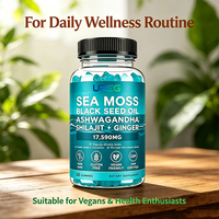 Gummies véganes à l'algue marine, huile de nigelle, ashwagandha, shilajit et gingembre, 60 unités, compléments alimentaires pour stimuler le système immunitaire et l'énergie