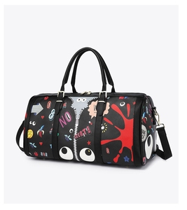 <span class=keywords><strong>Sac</strong></span> bandoulière femme en <span class=keywords><strong>cuir</strong></span> PU grande capacité, motif dessin animé graffiti, style mode, idéal pour <span class=keywords><strong>voyage</strong></span> et week-end - Product Image 3