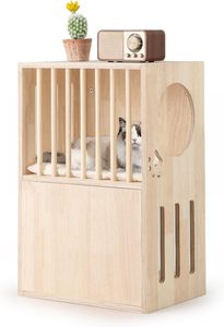 Nightstand <strong>Cat</strong> House 12-inch Narrow End Table Living Room with Shelf, Storage and <strong>Cat</strong> <strong>Hideaway</strong> for Couch, Chair, Bedside. - Product Image 2