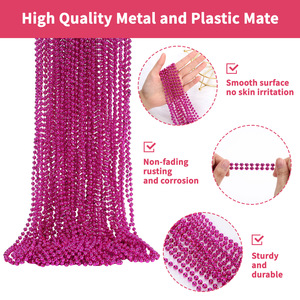 Collana di Perline per Mardi Gras, 100 Pezzi, Colori Metallizzati Viola, Oro e Verde, per Feste di Carnevale e Accessori per Costumi - Product Image 3
