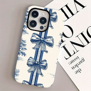 Blaue Schleife DIY TPU+PC Folie 2-in-1 Stoßfeste Handyhülle mit Handygriff für 17/16/15/14/13/12/11 Serie - Product Image 5