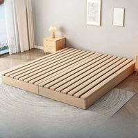 Sommier à lattes en bois avec support central, cadre de lit plateforme robuste pour chambre à coucher et chambre d'amis