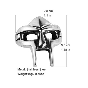 Venta caliente moda Punk Hip-hop Metal máscara anillo hombres cara anillos para europeo y americano - Product Image 4