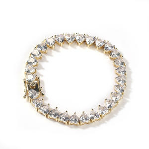 Bijoux design de luxe haute qualité 7mm coeur Tennis collier chaîne en or Rose laiton Zircon Hip Hop <span class=keywords><strong>Rap</strong></span> Lab Bracelet en diamant - Product Image 3