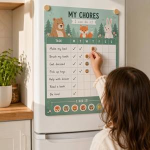 Tableau de tâches magnétique personnalisé pour enfants, ensemble de magnets réutilisables pour récompenses comportementales avec autocollants de tâches et suivi quotidien - Product Image 5