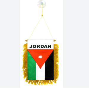 Drapeau miniature <span class=keywords><strong>Jordan</strong></span> personnalisé, drapeau en satin <span class=keywords><strong>Jordan</strong></span> avec pompons dorés pour rétroviseur de voiture, fenêtre, mur, bureau, maison - Product Image 1