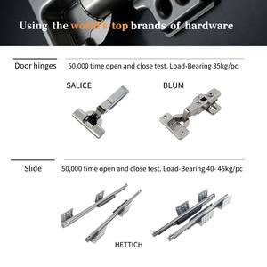 Gabinetes de Cocina Modernos Modulares en Color Blanco Marfil con Acabado en Roble Claro, Equipados con Fregadero, <span class=keywords><strong>Cajones</strong></span> con <span class=keywords><strong>Rieles</strong></span> Deslizantes y Grifo - Product Image 5