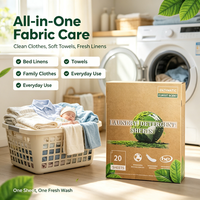 Tablettes de lessive enzymatiques, 20 pièces par boîte, bandes de lessive hypoallergéniques compatibles avec les machines à laver HE et standard.