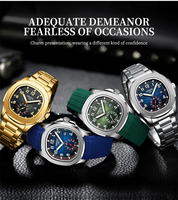 Montres de luxe NI2653 pour hommes, acier inoxydable, chronographe lumineux, bracelet en silicone, sport, étanche, montre masculine