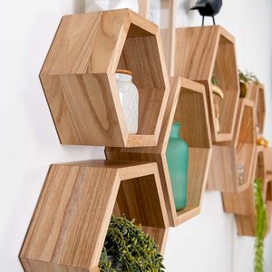 Ensemble de 3 étagères flottantes, pot mural pour plantes en nid d'abeille <span class=keywords><strong>Géométrique</strong></span> <span class=keywords><strong>Hexagone</strong></span> Étagères. Matériel de suspension, comprend tout le matériel suspendu. Bo - Product Image 2