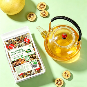 Sachets de thé vert pyramidaux biodégradables au fruit du moine, à la malva et aux noix, en nylon premium, sans sucre, sans caféine, pour une protection vocale et une touche florale - Product Image 5
