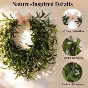 Neuer Weihnachts-Olivenkranz aus Kunststoff, Künstliche Blumenranke für Innenräume, Wand/Tür/Fenster/Schreibtisch-Dekoration, Großpackung - Product Image 5