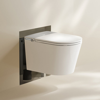 WC Suspendu Intelligent S032 avec Citerne Encastrée Allongée, Siphon en P/S, Design Mural Compact et Efficace pour Salles de Bain au Royaume-Uni et en Europe