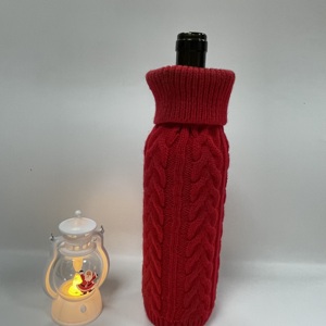 Decoración de fiesta de Navidad <span class=keywords><strong>Calas</strong></span> de botella de Navidad de punto grande Colgante de Navidad a granel Suéter de botella de vino de punto de Navidad roja - Product Image 5