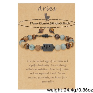 Conjunto de Pulseras Tejidas con Piedras Naturales de las Doce Constelaciones, Cuentas de Ojo de Tigre, Ajustables, Unisex, Regalo, Joyería - Product Image 4