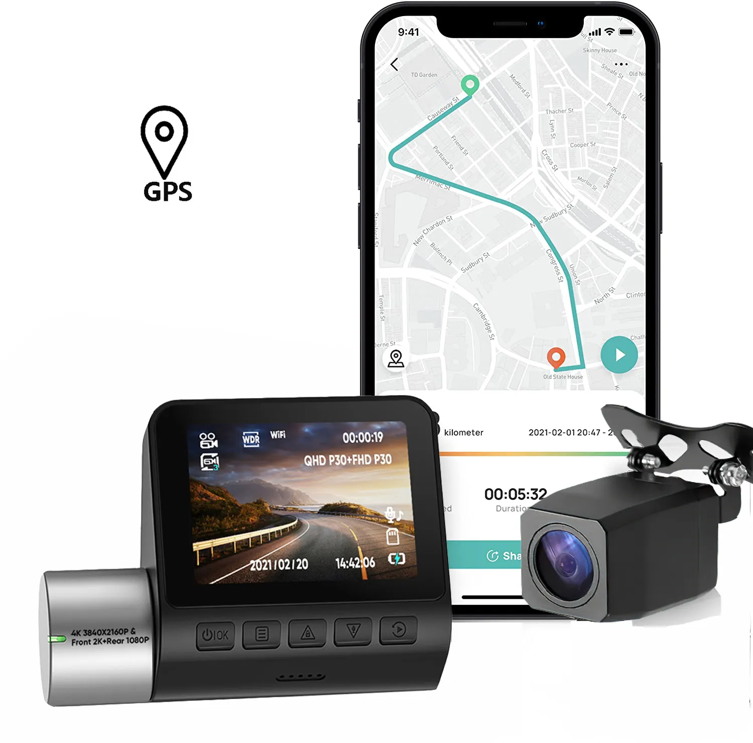 2022 הכי חדש 2inch dashcam הפוך מצלמות רחבה זווית 2 עדשת רדאר גלאי עם רכב dvr מצלמה wifi gps דאש מצלמת 4k רכב קופסא שחורה